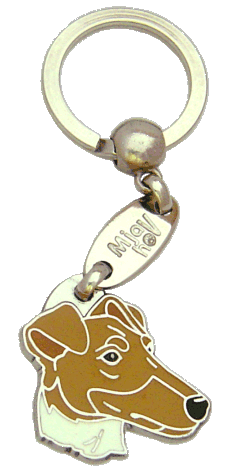 SMOOTH FOX TERRIER WHITE BROWN <br> (keyring, engraving included)